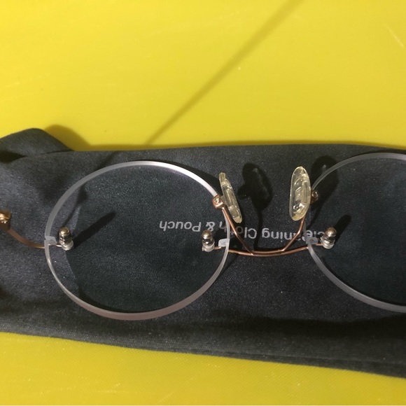 🆕 eyeglass Rimless frames Rose gold color round lenses - Picture 3 of 12